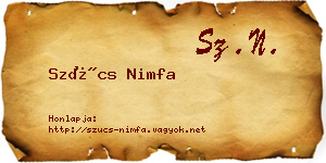 Szűcs Nimfa névjegykártya